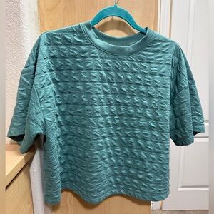 A New Day: Cropped TealTextured Top